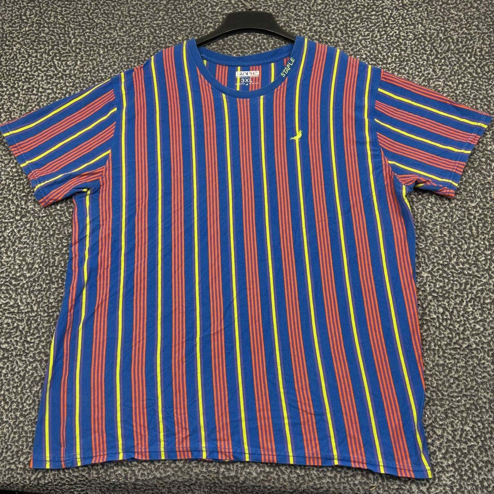 Staple Pigeon ShirtMen 3XL Blue Striped Short Sleeve Crew Neck XXXL